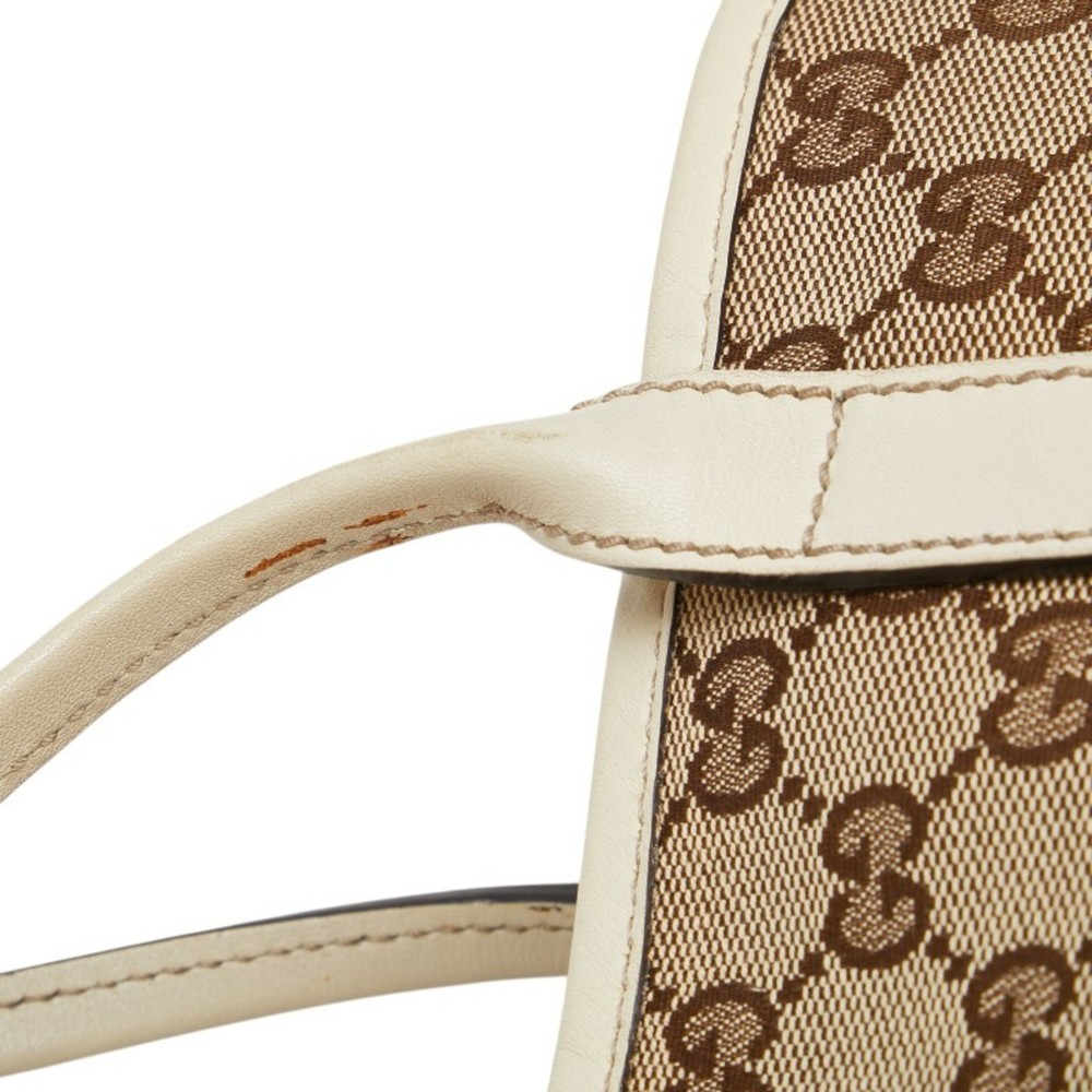 Gucci GG Canvas New Brit Tote Bag Shoulder 169946 Beige White Leather Women's... - Picture 4 of 14